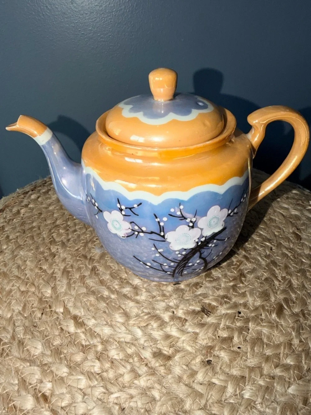 Vintage Cherry Blossom Hand Painted Tea Pot